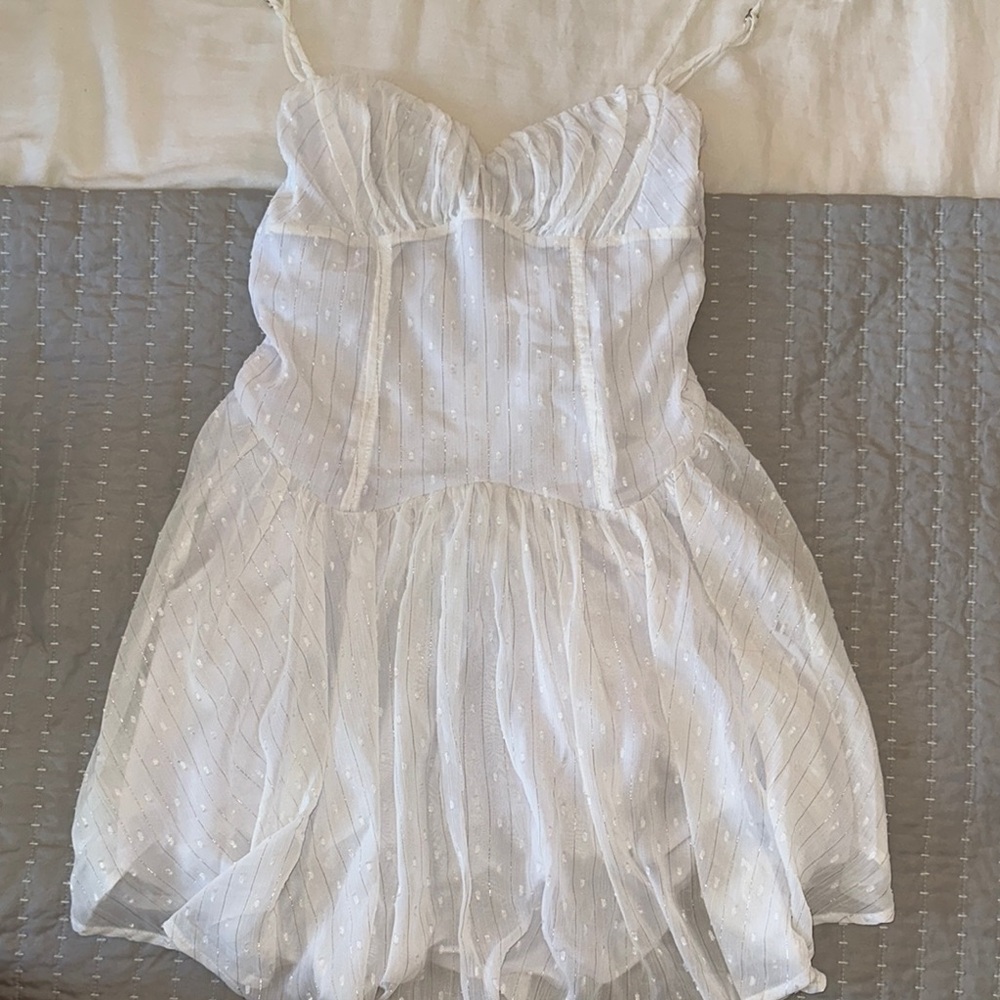 Lucy in the Sky White Mini Dress with Romantic Design